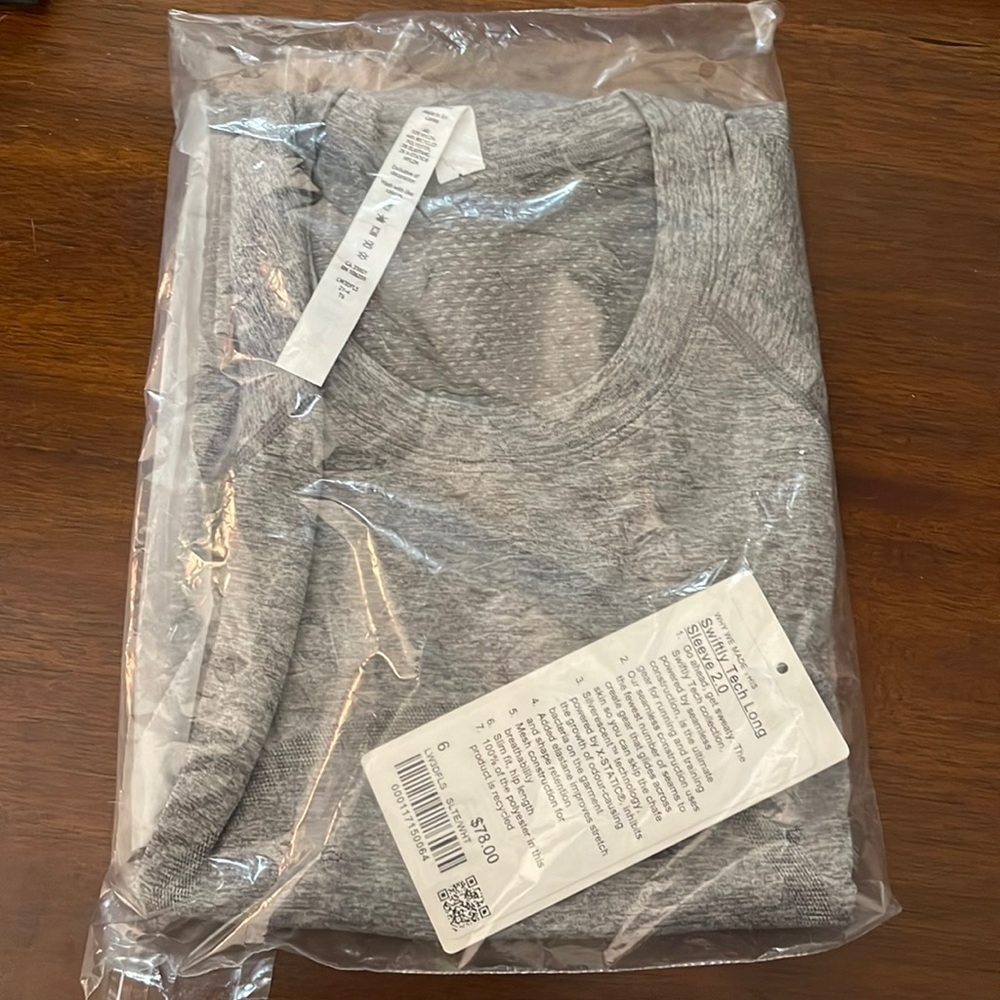 lululemon swiftly tech long sleeve 2.0 slate size 6